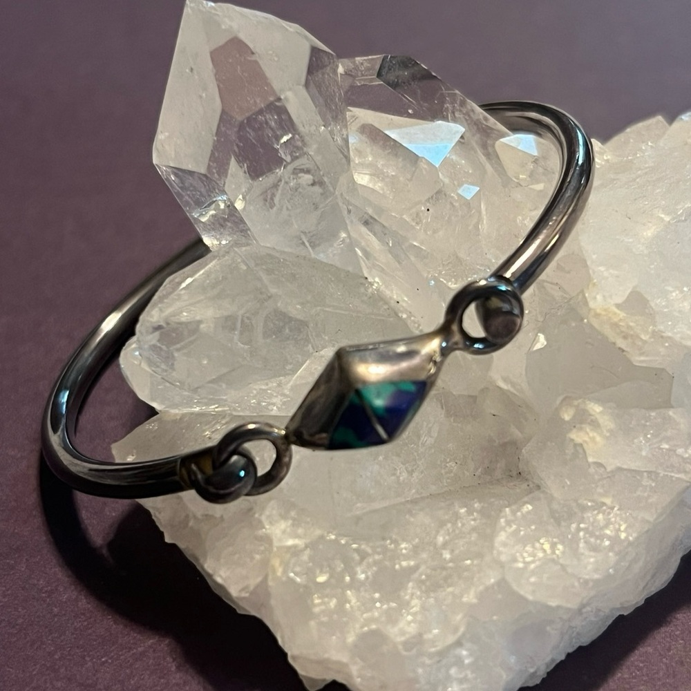 Vintage Mexican Sterling Silver Inlay Bracelet